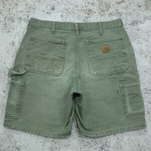 Vintage Y2K CRAZY Faded Green Carhartt Carpenter Shorts B25 MOS 33x8